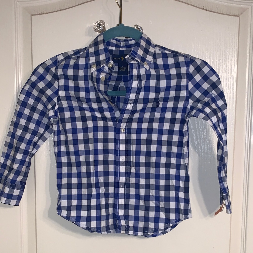 Ralph Lauren Kids Navy and White Plaid Shirt